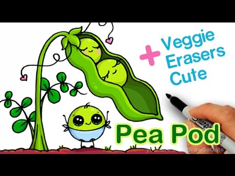 480x360 How To Draw Cute Peas In A Pod Step By Step Cartoon Vegetables