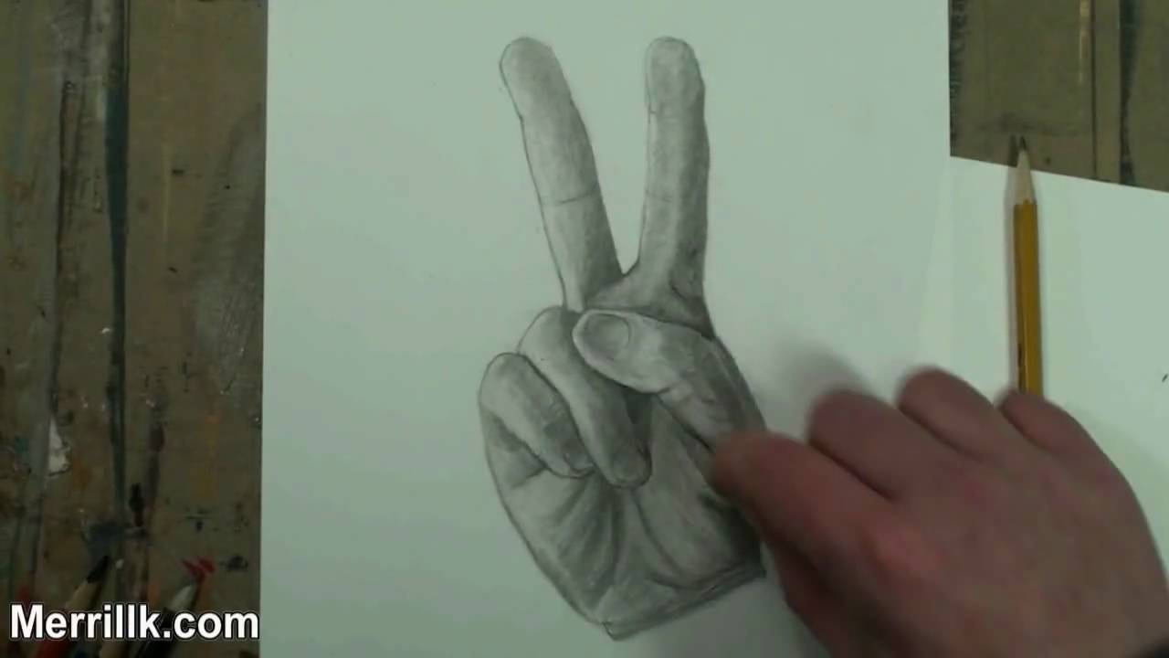 1280x720 How To Draw The Hand Step By Step (Peace Sign) Pencil Drawing