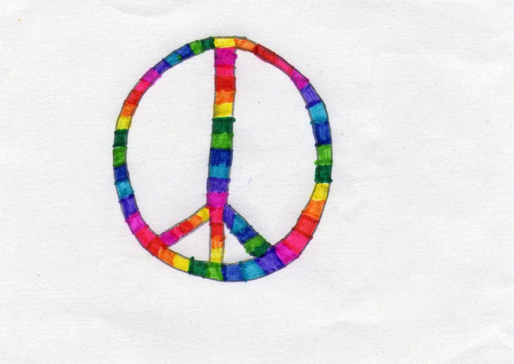 1024x726 Rainbow Peace Sign Drawn By Owlluver00 (0v0) By Owlluver00