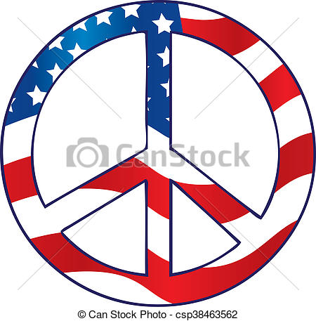 450x457 The American Flag Peace Sign Stock Illustration