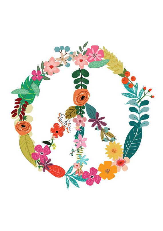 570x807 Floral Peace Sign Flower Power, Motivational Print