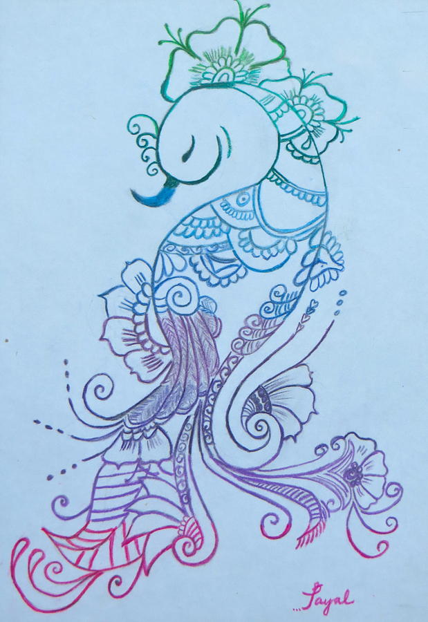 619x900 Mehndi Peacock Drawing By Artistic Indian Nurse