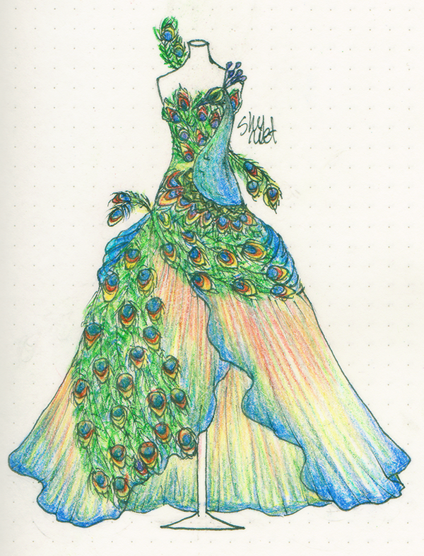600x786 Drawing Chall.day 6] Peacock Dress By Shyriet