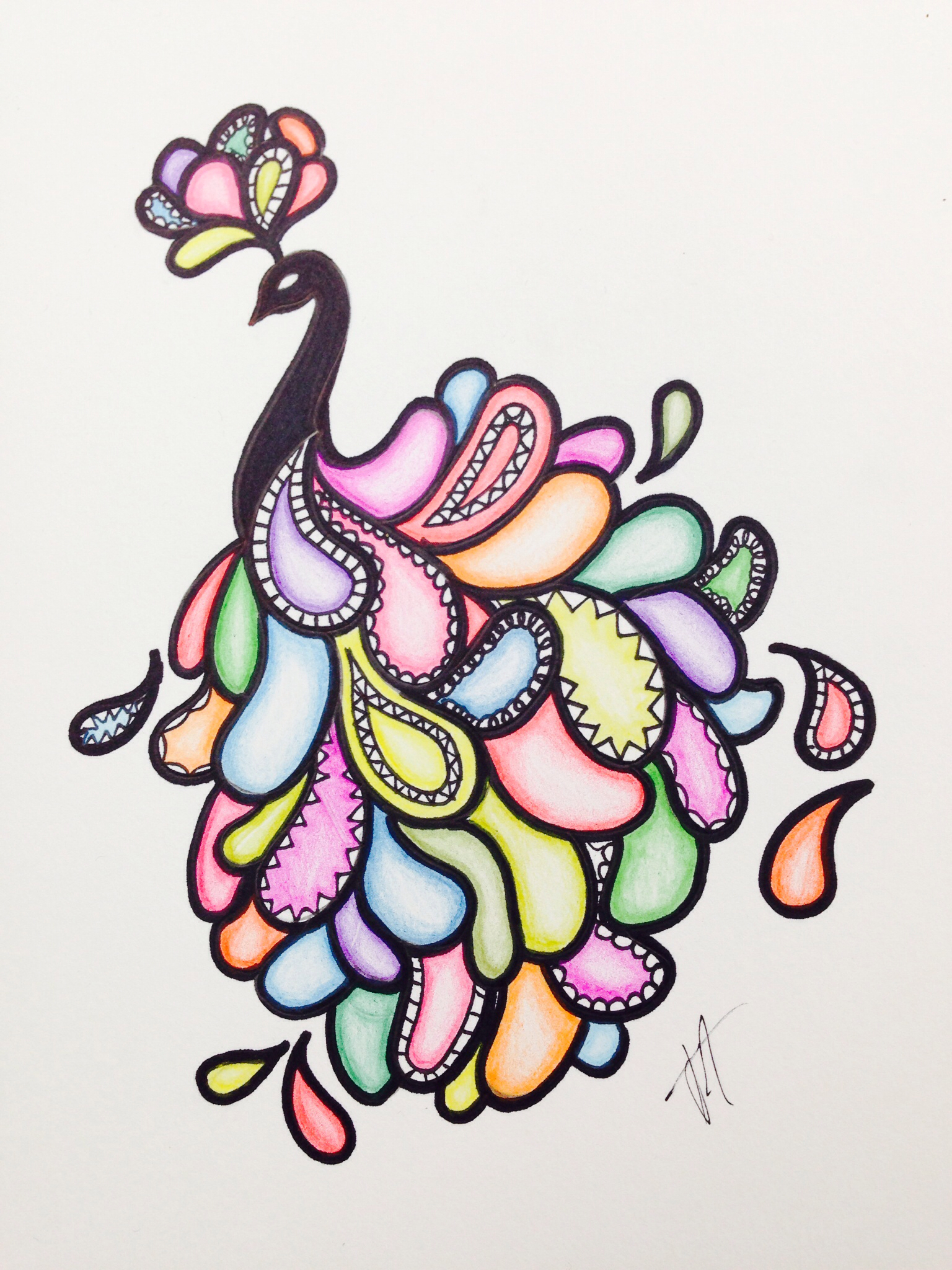 1536x2048 Simple Color Drawing Easy Peacock Drawing With Sharpie And Colored