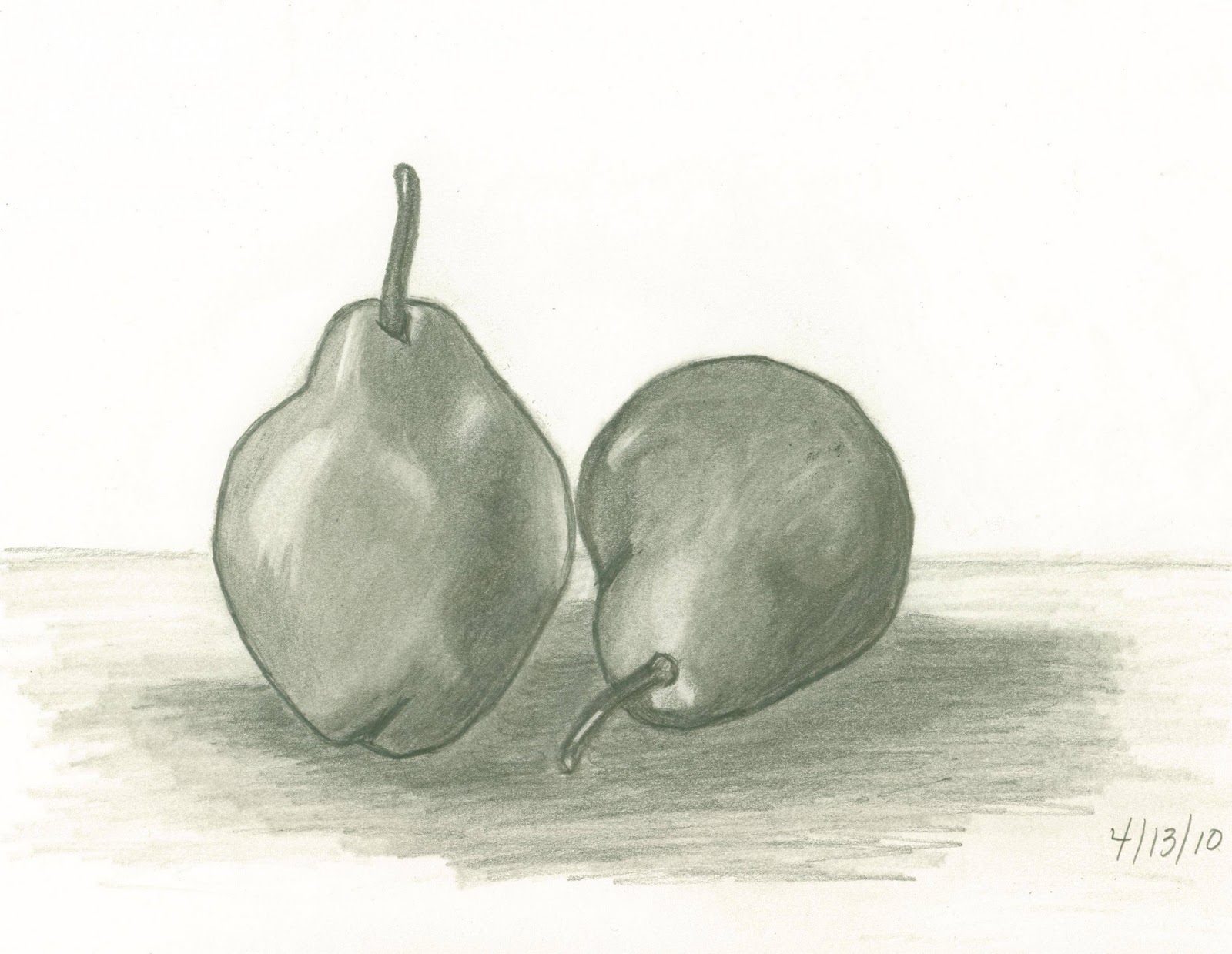 1600x1239 Sketches And Things Two Pears Still Life