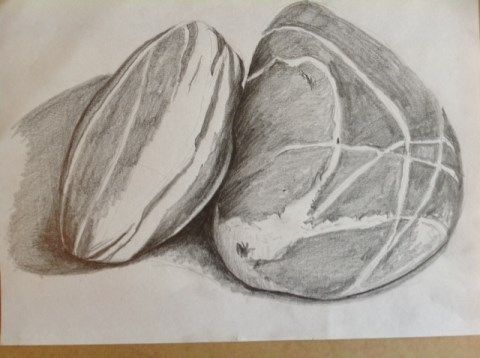 480x358 A Teaching Example Of Two Pebbles, Using All The Range Of Pencils