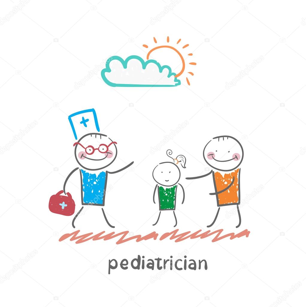 1022x1023 Pediatrician Takes Dad With A Sick Child Stock Vector File404