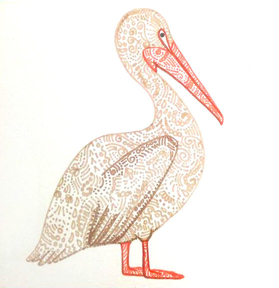 559x577 Colorful Pelican Drawing Pelican Decor Nursery Pelican Artwork