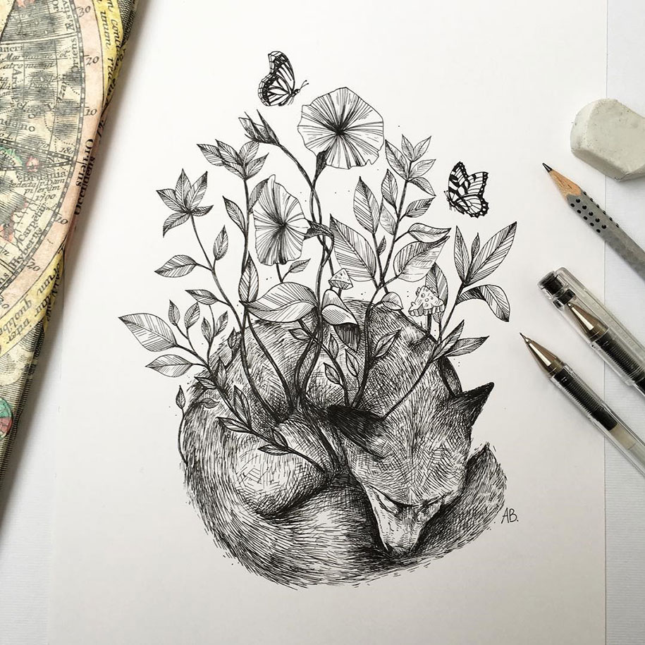 915x915 Trees Grow Into Majestic Animals In Pen Amp Ink Illustrations By