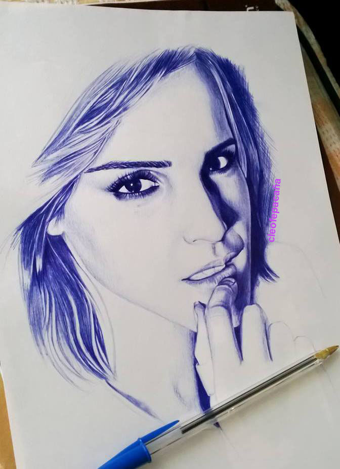 672x926 Emma Ballpoint Pen Drawing By Cloelali11