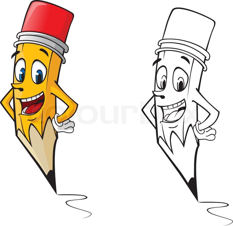 800x779 Cartoon Pencil In Color And Outline Version Stock Vector Colourbox