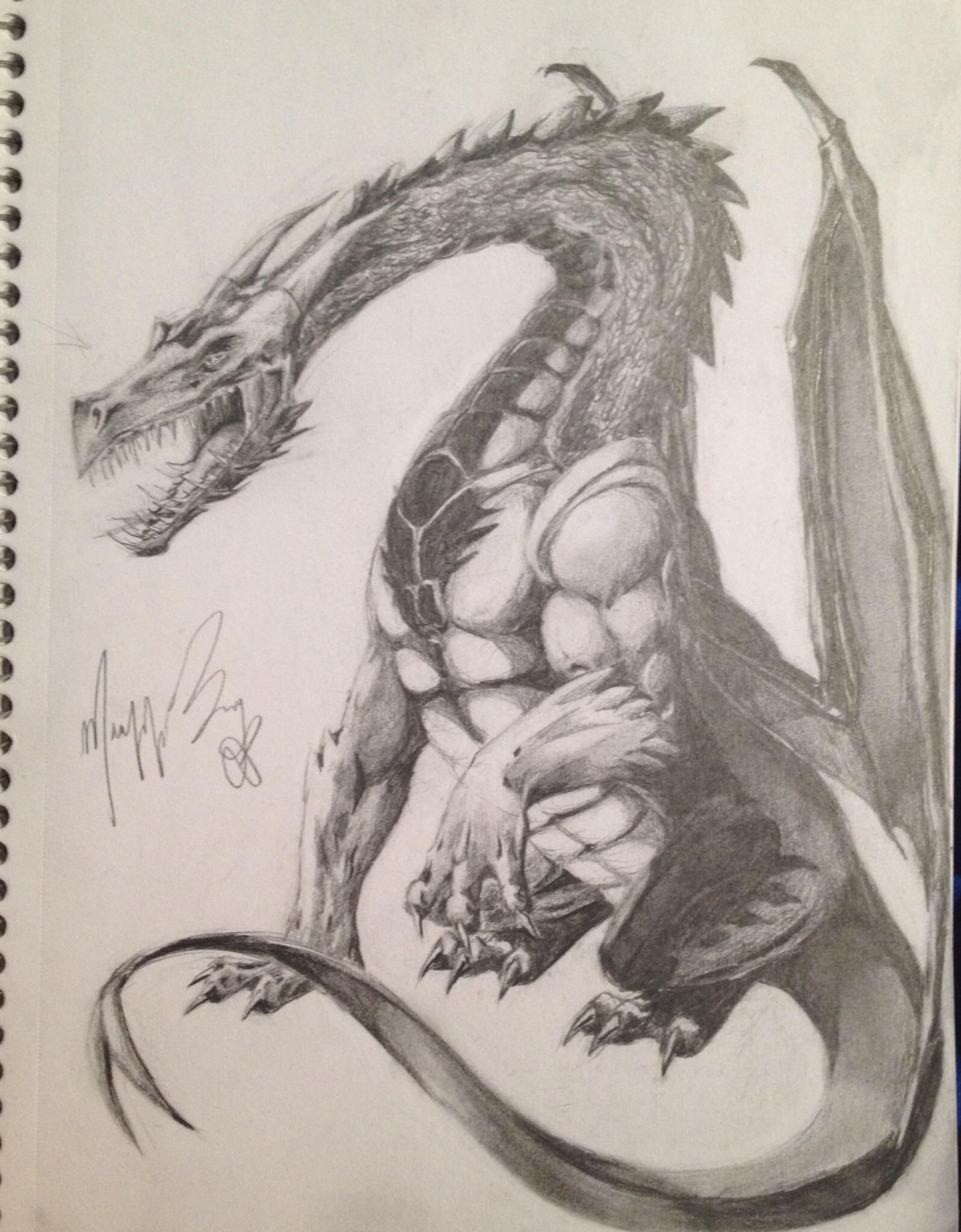 1597x2046 Epic Dragon During Boring Car Ride. Mechanical Pencil 2014