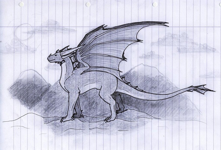 900x614 Dragon Pencil Sketch By Muniaelena