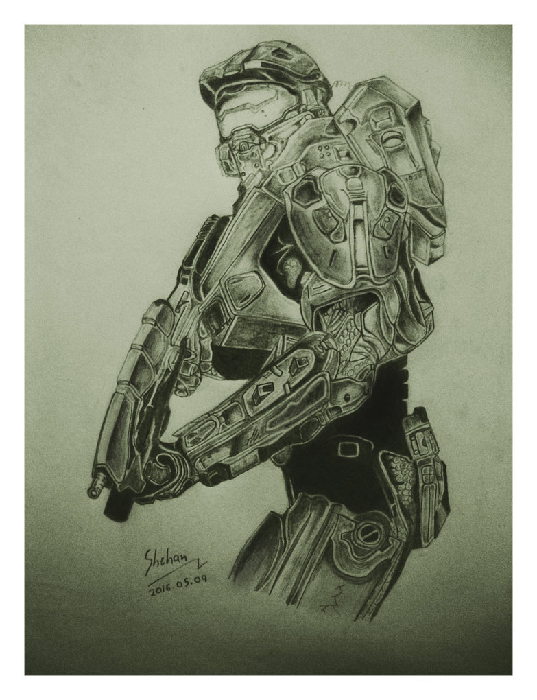 783x1020 Halo Master Chief (Free Hand Pencil Drawing) By Shehan103