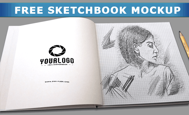 650x395 Sketchbook Mockup With Realistic Pencil Sketch Photoshop Effect