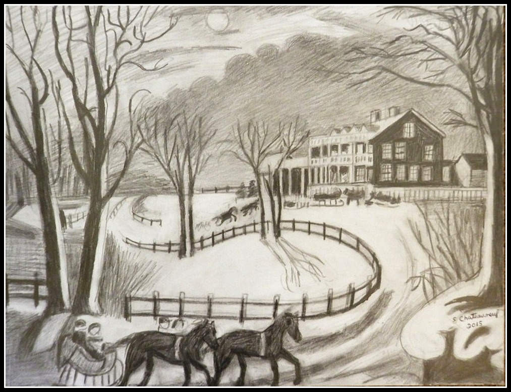 1013x777 Black Amp White Pencil Drawing Of Currier Amp Ives Winter