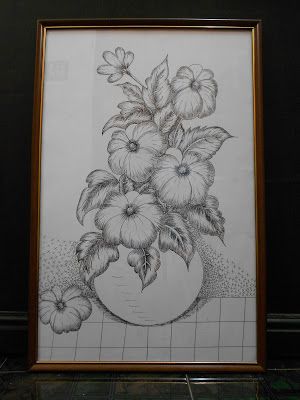 300x400 Flowers In Pot (Pencil Drawing)