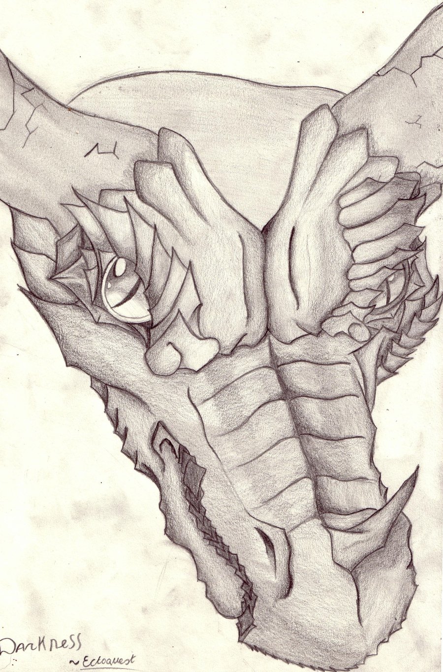 900x1365 Dark Dragon Pencil Drawing. By Ectoquest