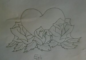 300x210 Pencil Sketches Of Hearts And Roses Love Hearts Drawings In Pencil