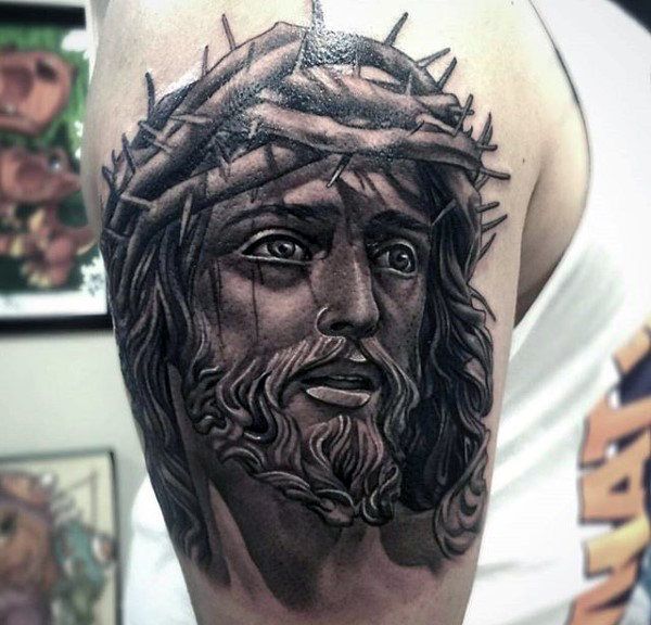 600x576 Part Of Face Of Jesus Tattoo
