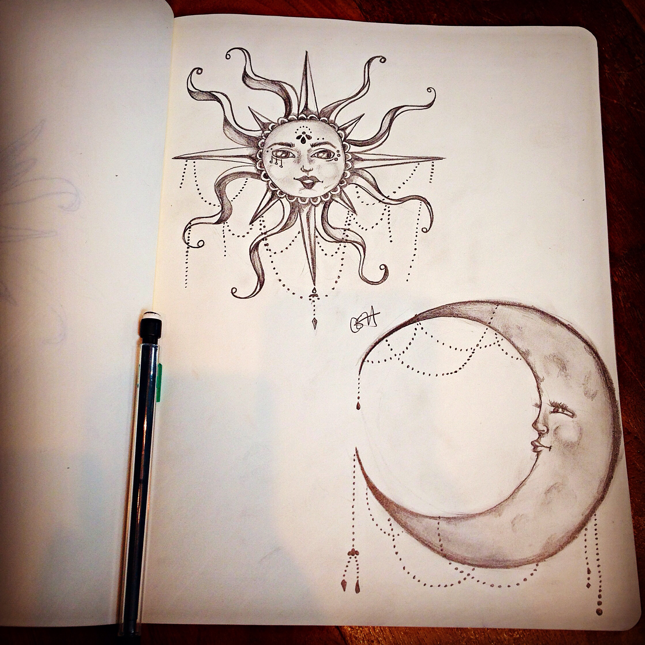 2236x2236 Moon Amp Sun Pencil Drawing The Pencil Heart Moon