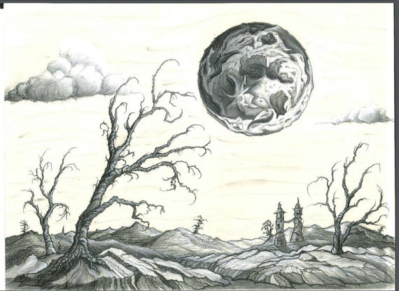 570x417 Original Hand Made Charcoal Chalk And Pencil Drawing. Size