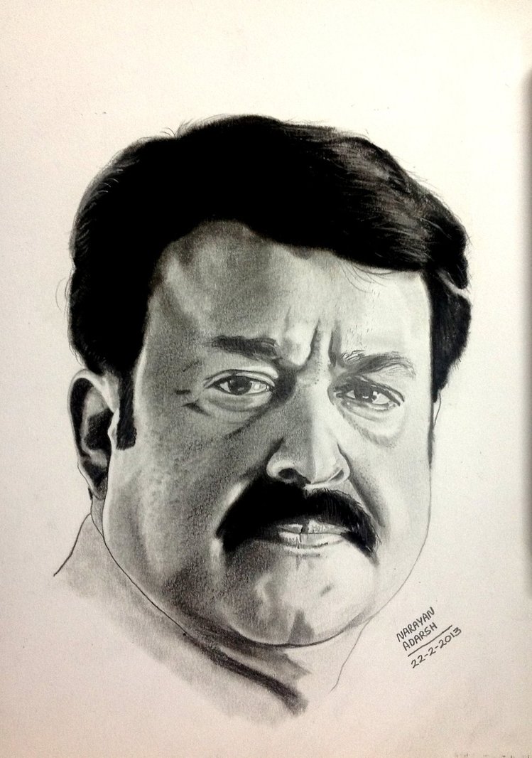 749x1066 Mohanlal's Pencil Drawing By Narayanjoy