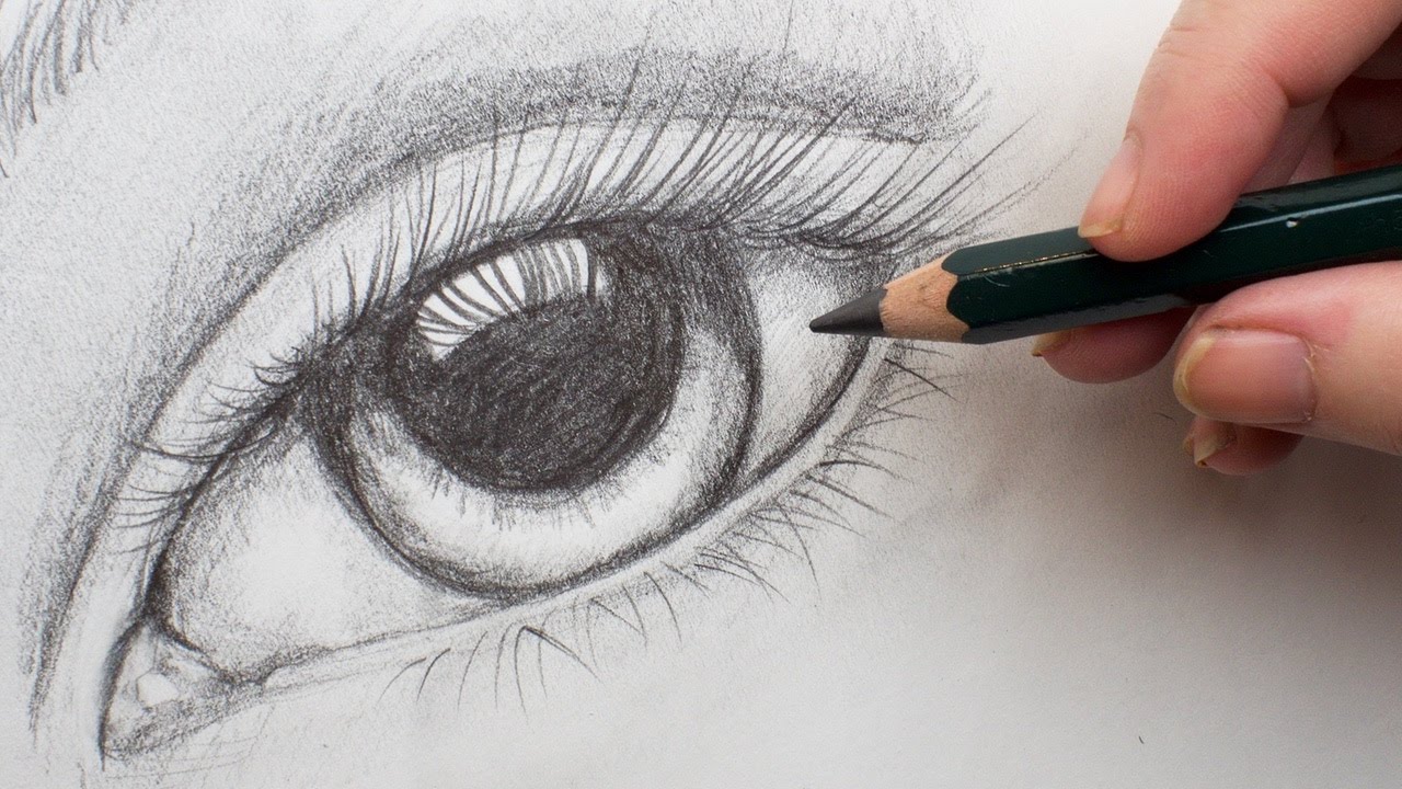 1280x720 Realistic Eye Step By Step Pencil Drawing On Paper For Beginners