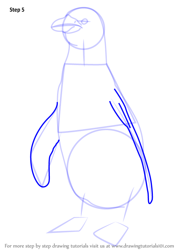 602x848 Learn How To Draw Penguin Standing (Antarctic Animals) Step By