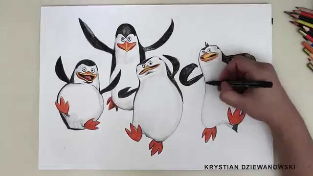 1280x720 Pingwiny Z Madagaskaru Rysuje