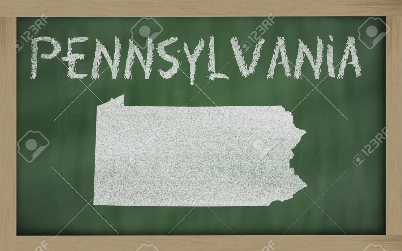 1300x812 Drawing Of Pennsylvania State On Chalkboard, Drawn By Chalk Stock
