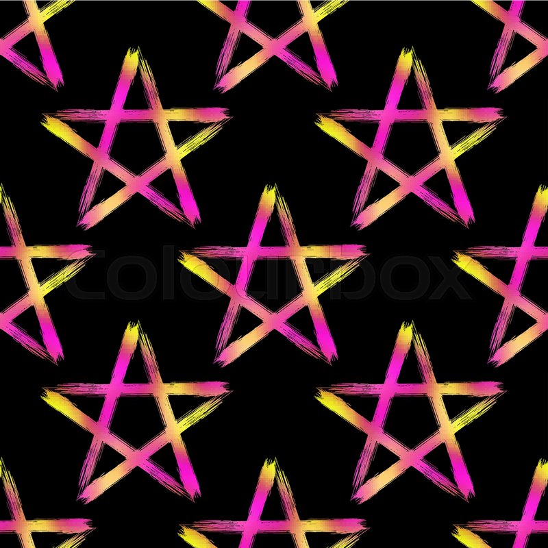 800x800 Pentagram Seamless Pattern, Brush Drawing Magic Occult Star Symbol