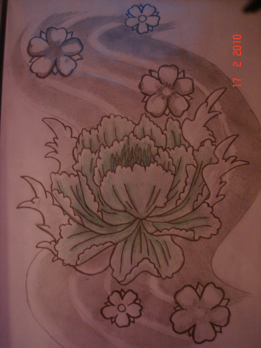 900x1200 Peony Sleeve Tattoo Design By Sketcher103
