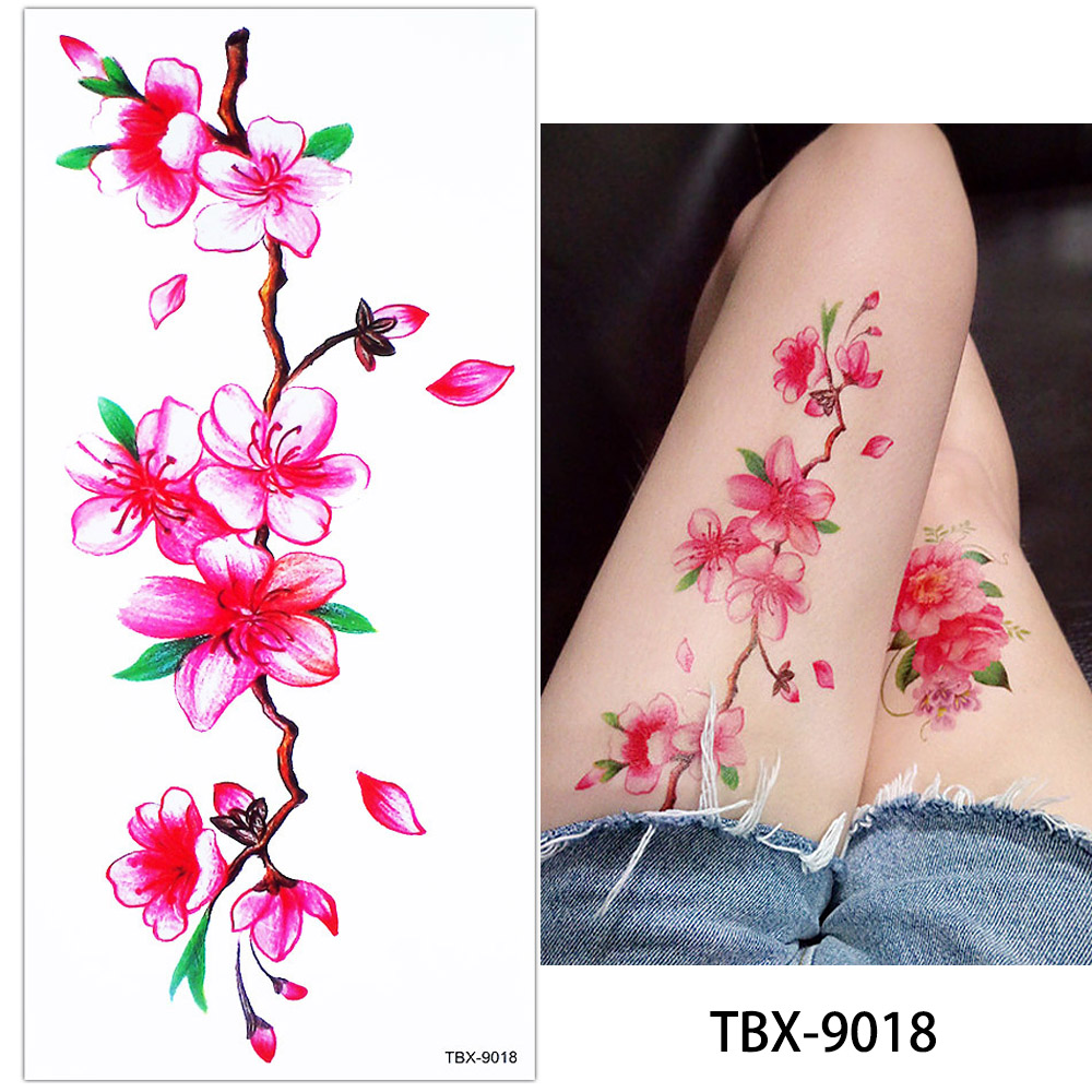 1000x1000 Glaryyears 1 Sheet Colored Drawing Flower Body Tattoo Vitality