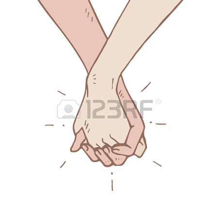 450x450 Drawing Of Holding Hands Isolated On White Background. Symbol
