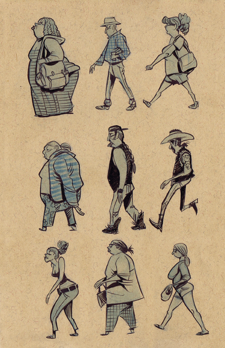 454x702 People Walking Sketches The Art Of Will Terrell