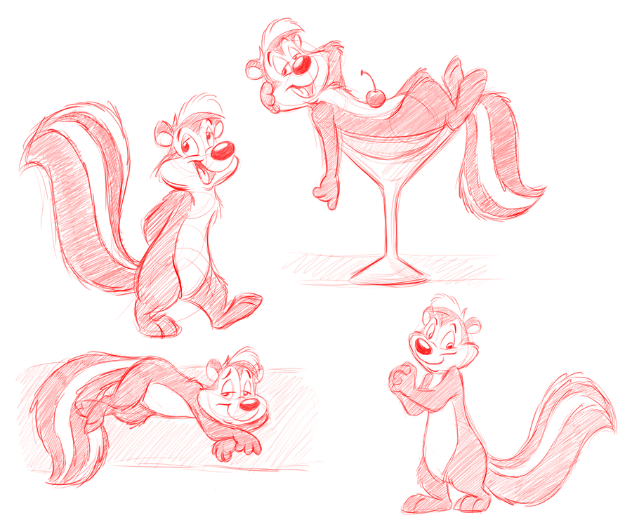 900x758 Pepe Lepew Doodles By Crazyyellowfox