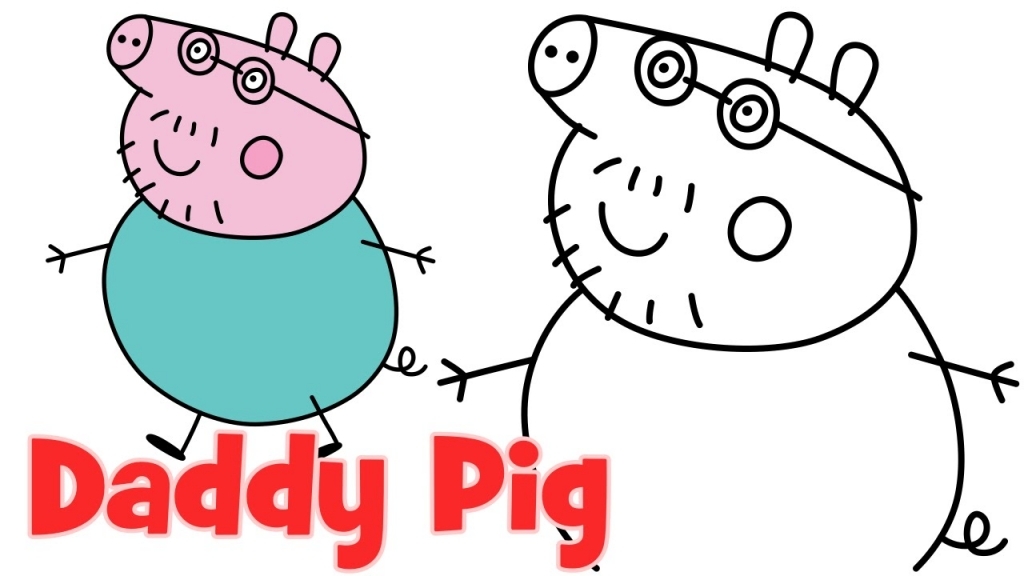 1024x576 How To Draw A Pig How To Draw Peppa Pig Family Daddy Step Step