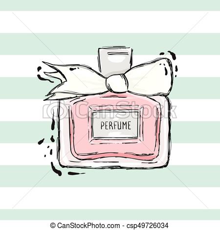 450x470 Perfume Bottle Pink With White Bow. On The Striped Vectors