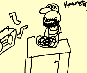 300x250 Person Eating Spaghetti With Music (Drawing By Stovee)