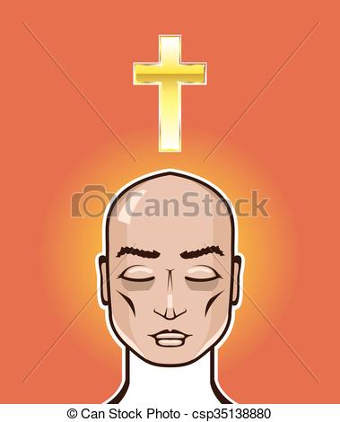 379x470 Praying Person Gold Cross Meditation Illustration Vector