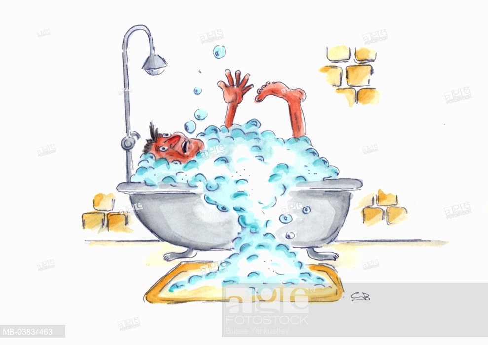 989x700 Illustration, Man, Bath, Gesture, Panic, Drowns, Drawing, Bathtub