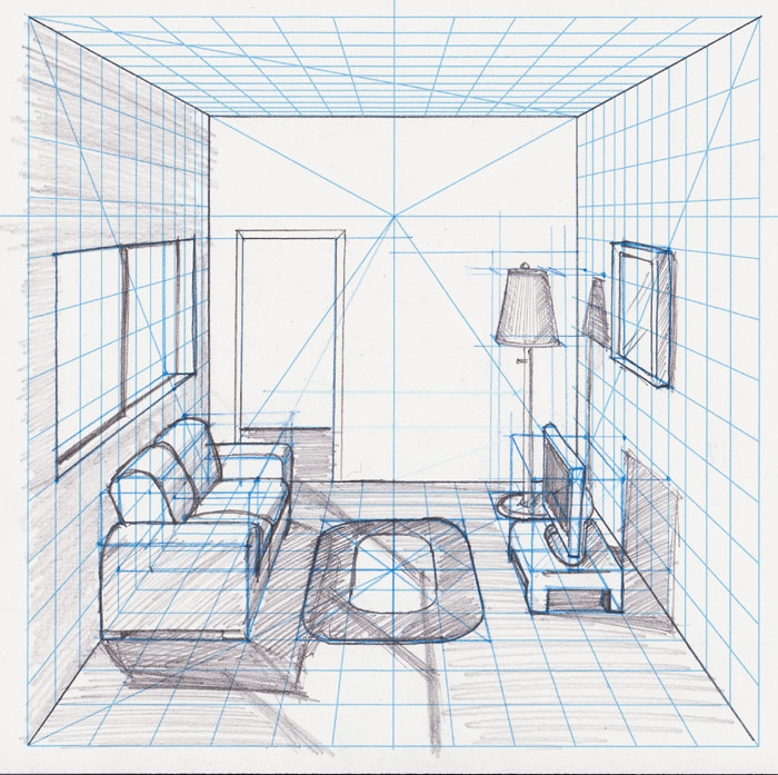700x697 Room In Perspective Withgrid Drawing With A Perspective Grid