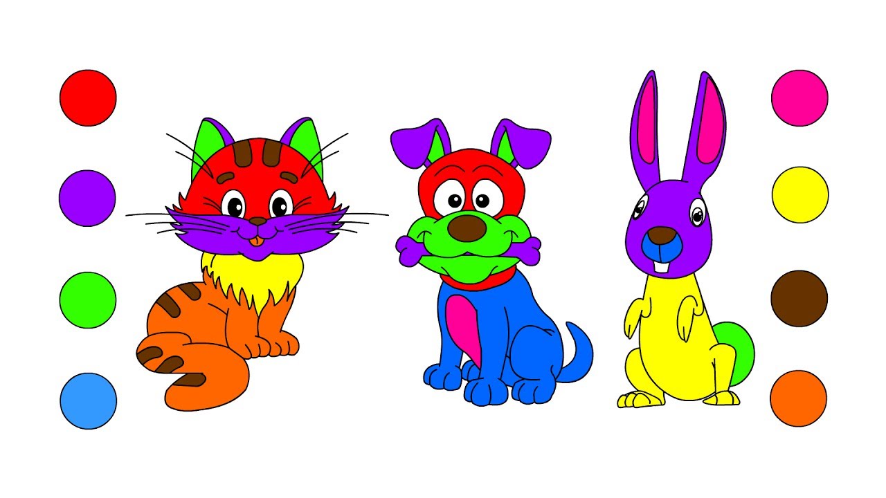 1280x720 How To Draw Pet Animals Coloring Pages For Kids Children