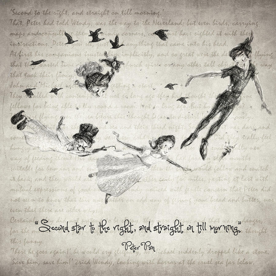 900x900 Peter Pan Quote Drawing By Taylan Apukovska