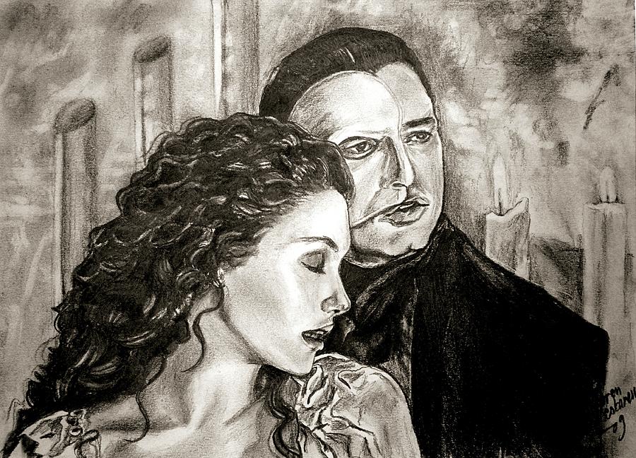900x648 Christine And The Phantom Of The Opera Drawing By Maren Jeskanen