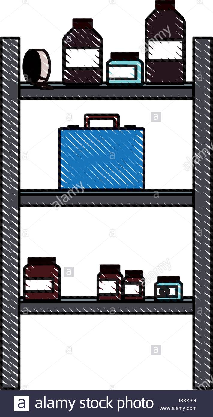 710x1390 Drawing Medicine Pharmacy Bottle Tape Healthy Shelf Stock Vector