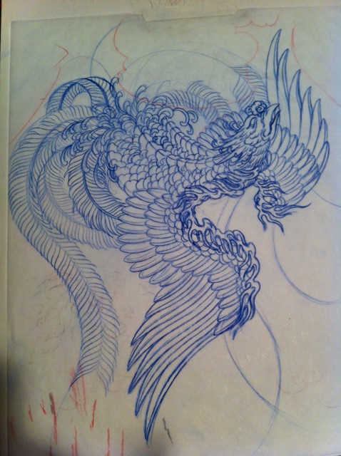 478x640 True Nature Tattoo Phoenix Drawing