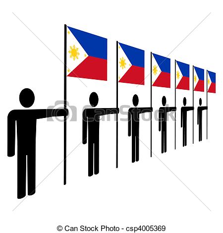 450x470 Line Of Men Holding Philippines Flags Illustration Stock