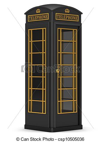 337x470 Black Phone Booth Stock Illustration